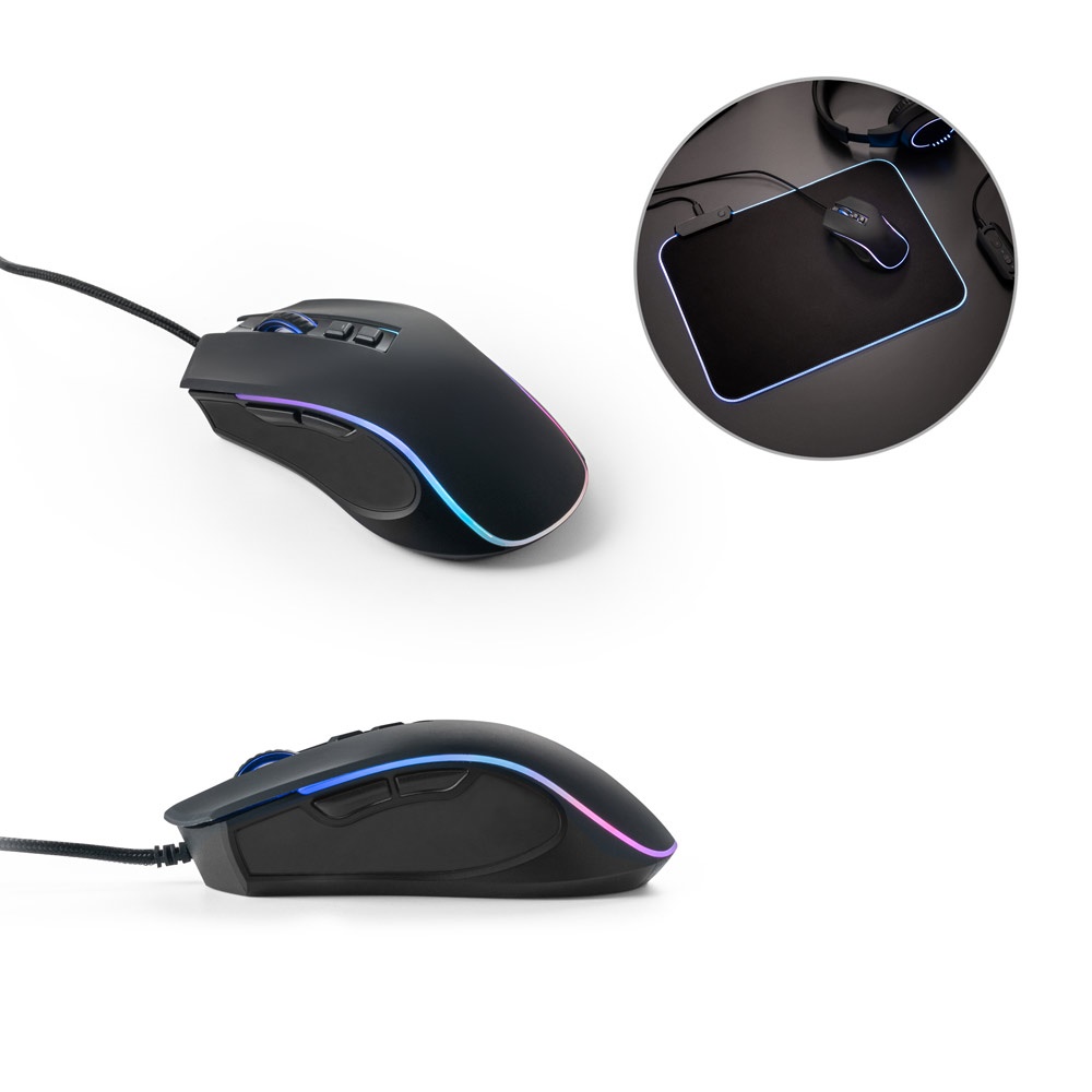 Ratón Thorne RGB. Ratón para juegos con cable de 1,5 m con luces LED RGB en ABS.