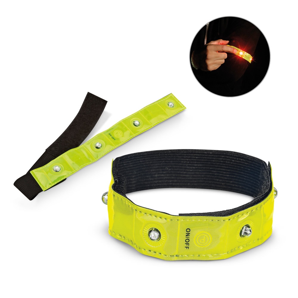 VISIBLE. Pulsera reflectante con 4 LED rojos.