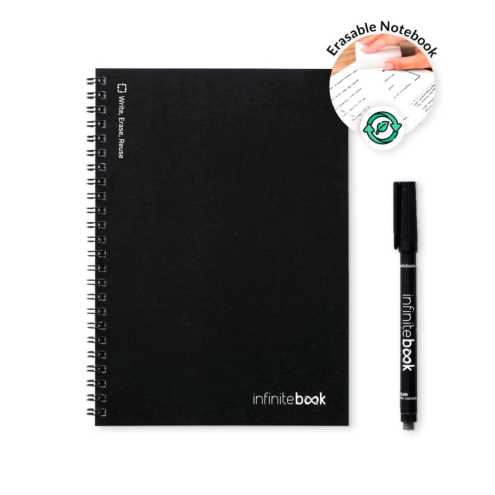 INFINITEBOOK CON LÍNEAS A5. Cuaderno Infinitebook con cubierta flexible y 15 páginas en blanco estilo pizarra.