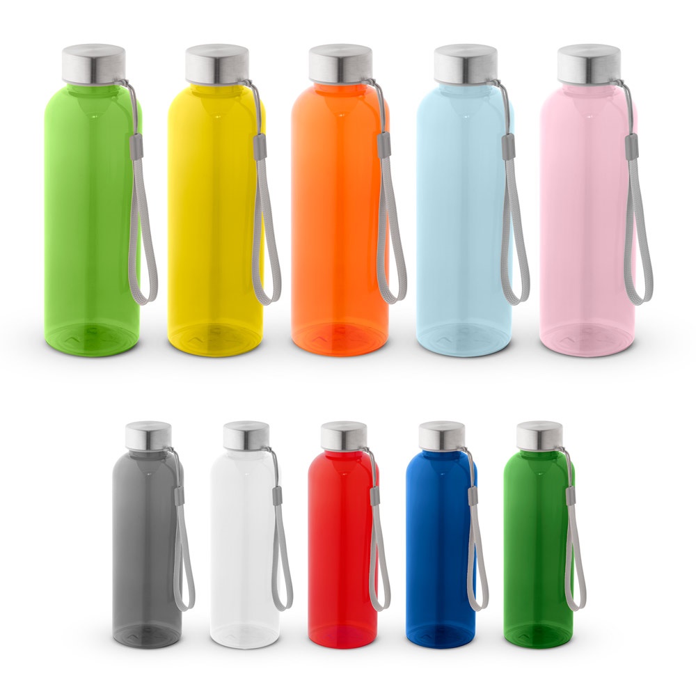 Botella de agua ENDERS M. de PET reciclado (100 % rPET), transparente con acabado brillante, 600 ml.