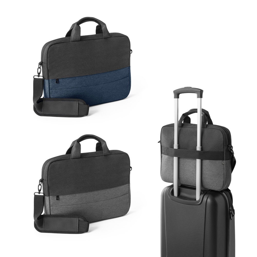 GENOA. Bolso acolchado para portátil de 15 pulgadas fabricado en poliéster reciclado de alta densidad 600D.