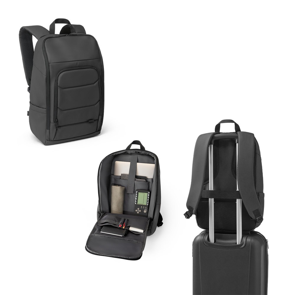 TOULON. Mochila para portátil fabricada en poliéster reciclado de alta densidad 600D, 16".