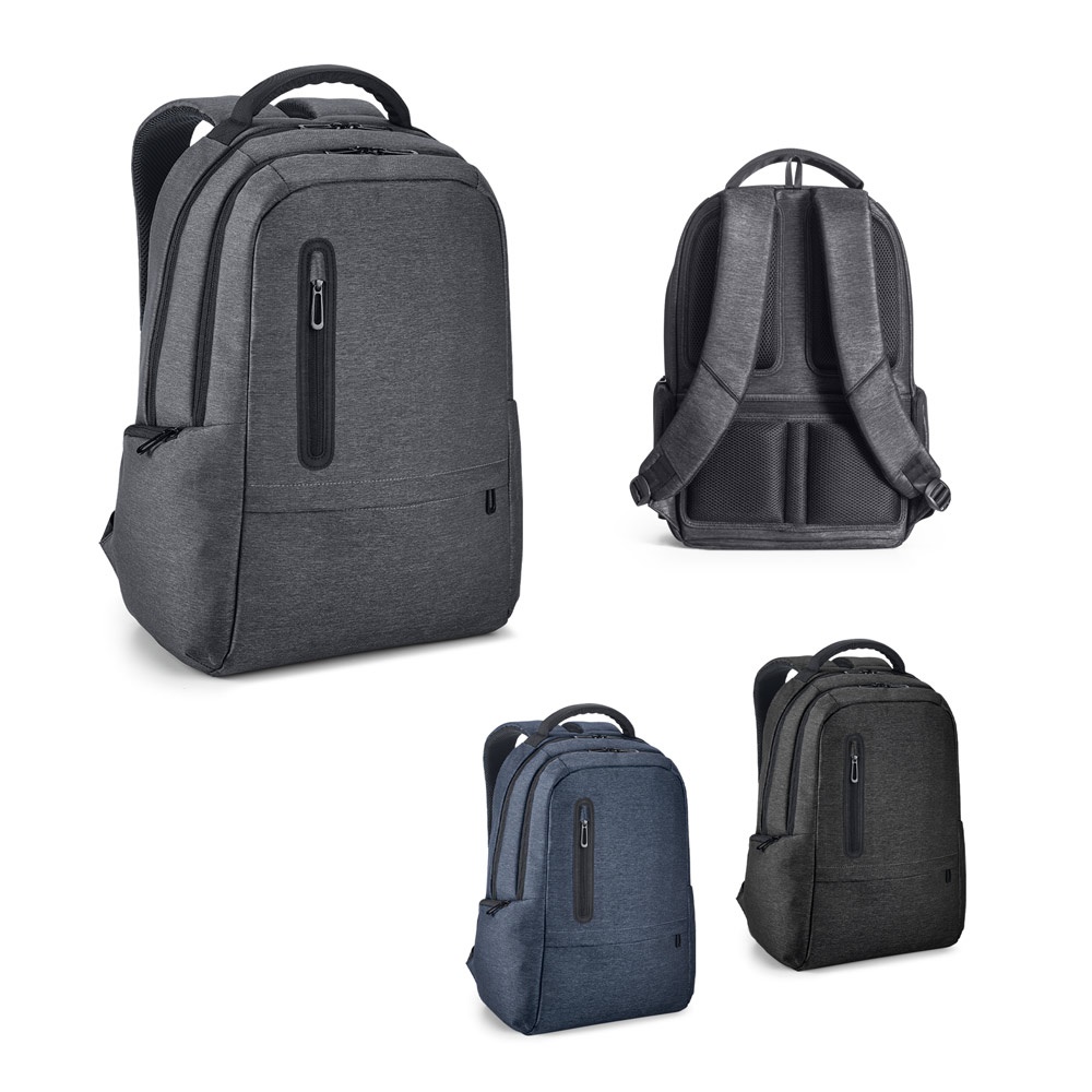 RE-BOSTON. Mochila para portátil de nailon reciclado bicolor resistente al agua con compartimento 210D.