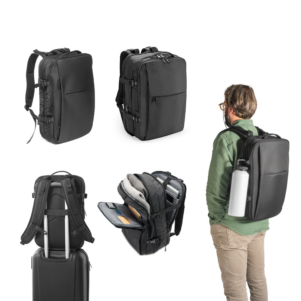 DALLAS. Mochila de viaje de poliéster reciclado de alta densidad 600D para portátiles de 17,3 pulgadas.