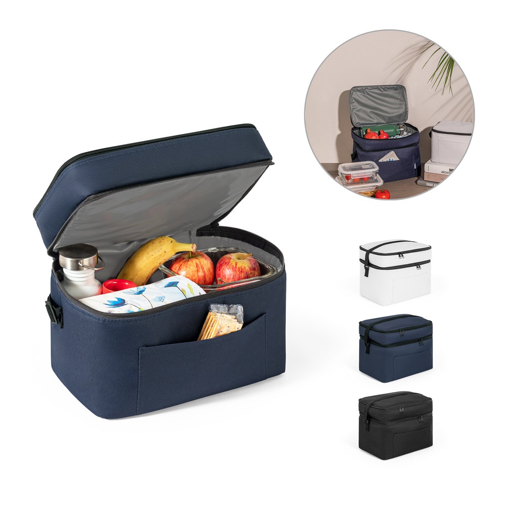 CANCÚN GRANDE. Bolsa térmica de poliéster reciclado 600D de 14 litros con correa ajustable para el hombro.