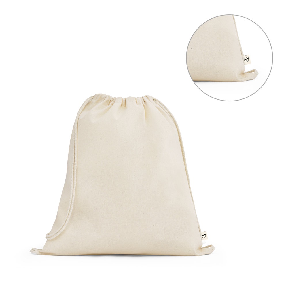 BELICE. Mochila con cordón ajustable, 100% algodón orgánico (140 g/m²).