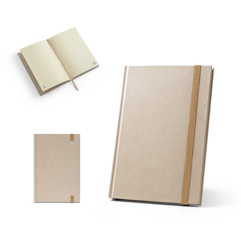 DICKINSON. Cuaderno de tapa dura tamaño A5, fabricado con papel de caña de azúcar (80% caña de azúcar) con páginas rayadas.