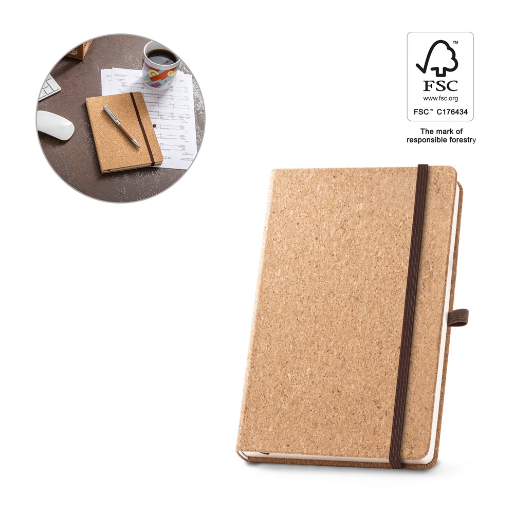HAWKINS A5. Bloc de notas de corcho tamaño A5 con páginas en blanco.