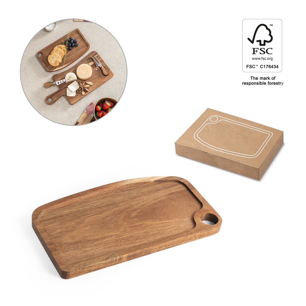 CAPER. Tabla de cortar de madera de acacia.