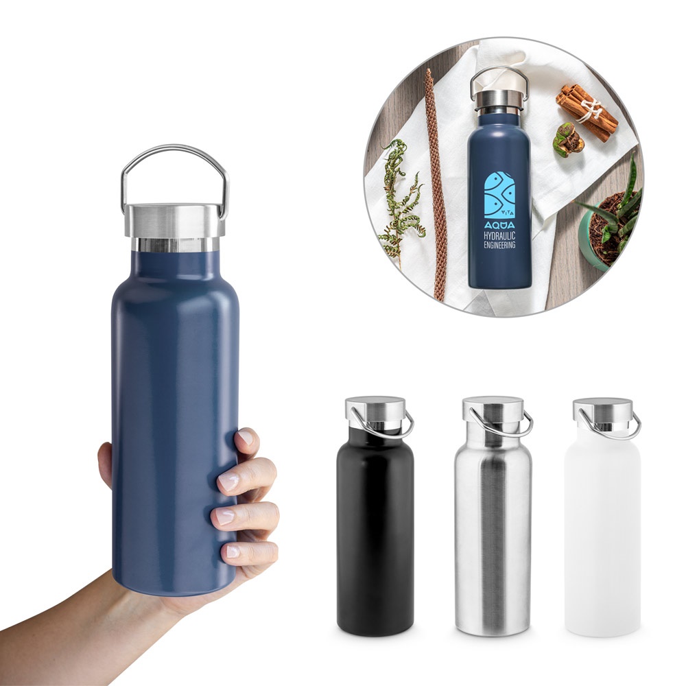 DUPLANTIS. Botella de agua de acero inoxidable (36% reciclado) con doble pared aislante, 810 ml.