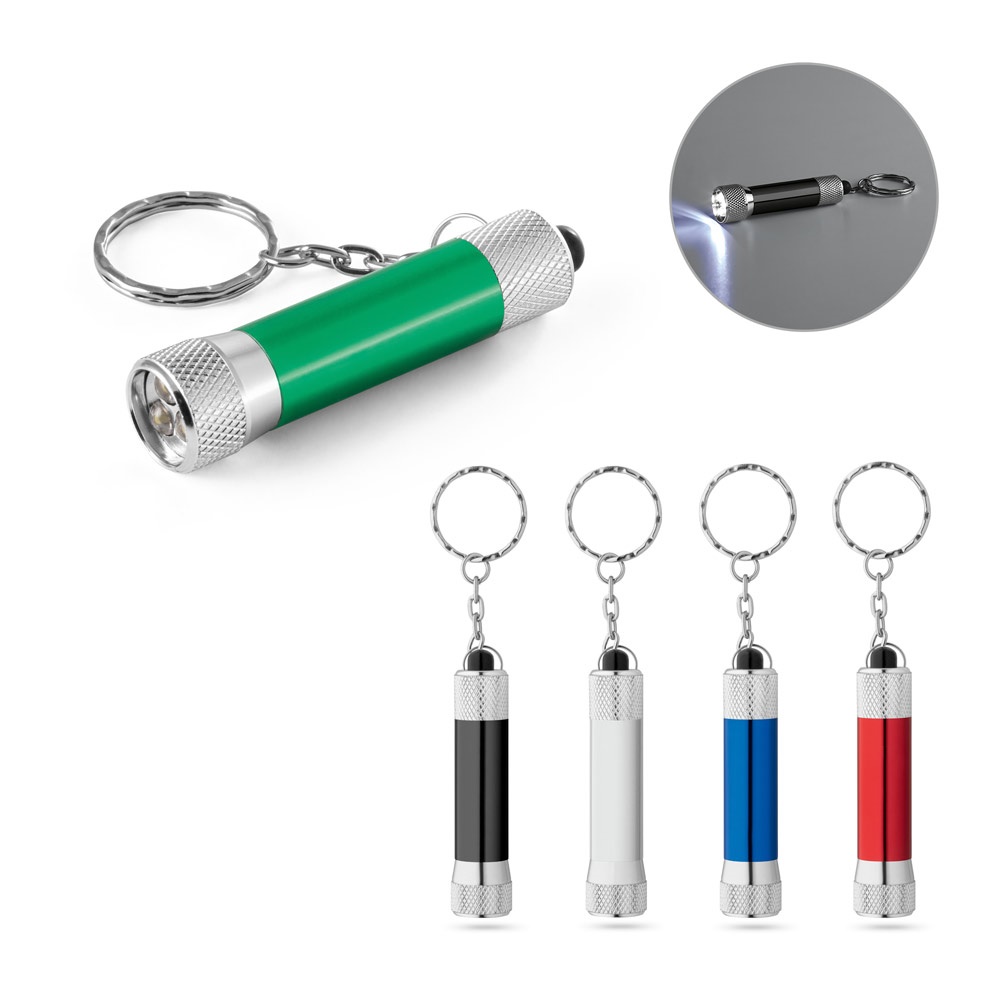 RE-LERGAN. Llavero de aluminio (92% reciclado) con linterna LED de 3 luces.