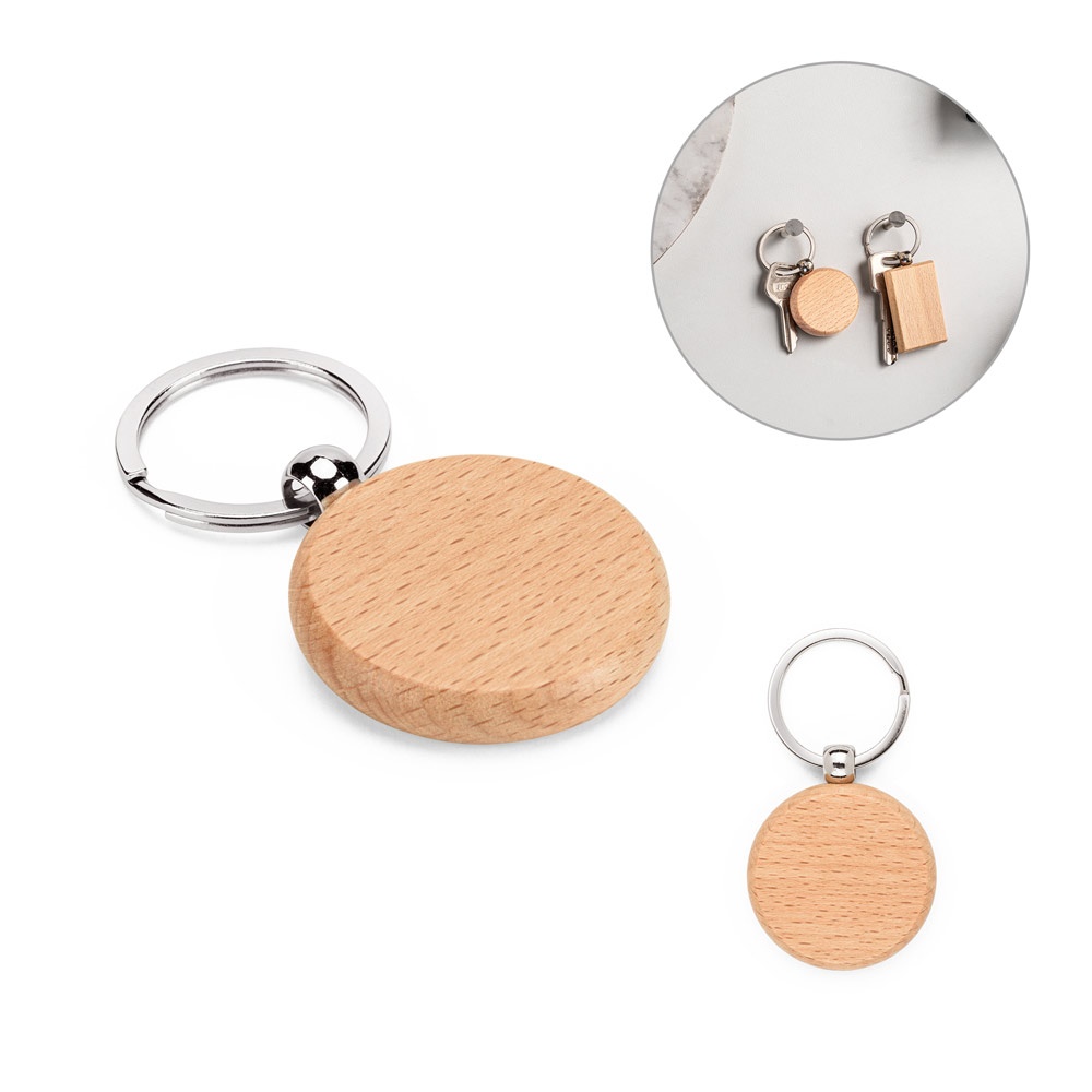 STEWIE REDONDO. Llavero redondo de madera de haya.