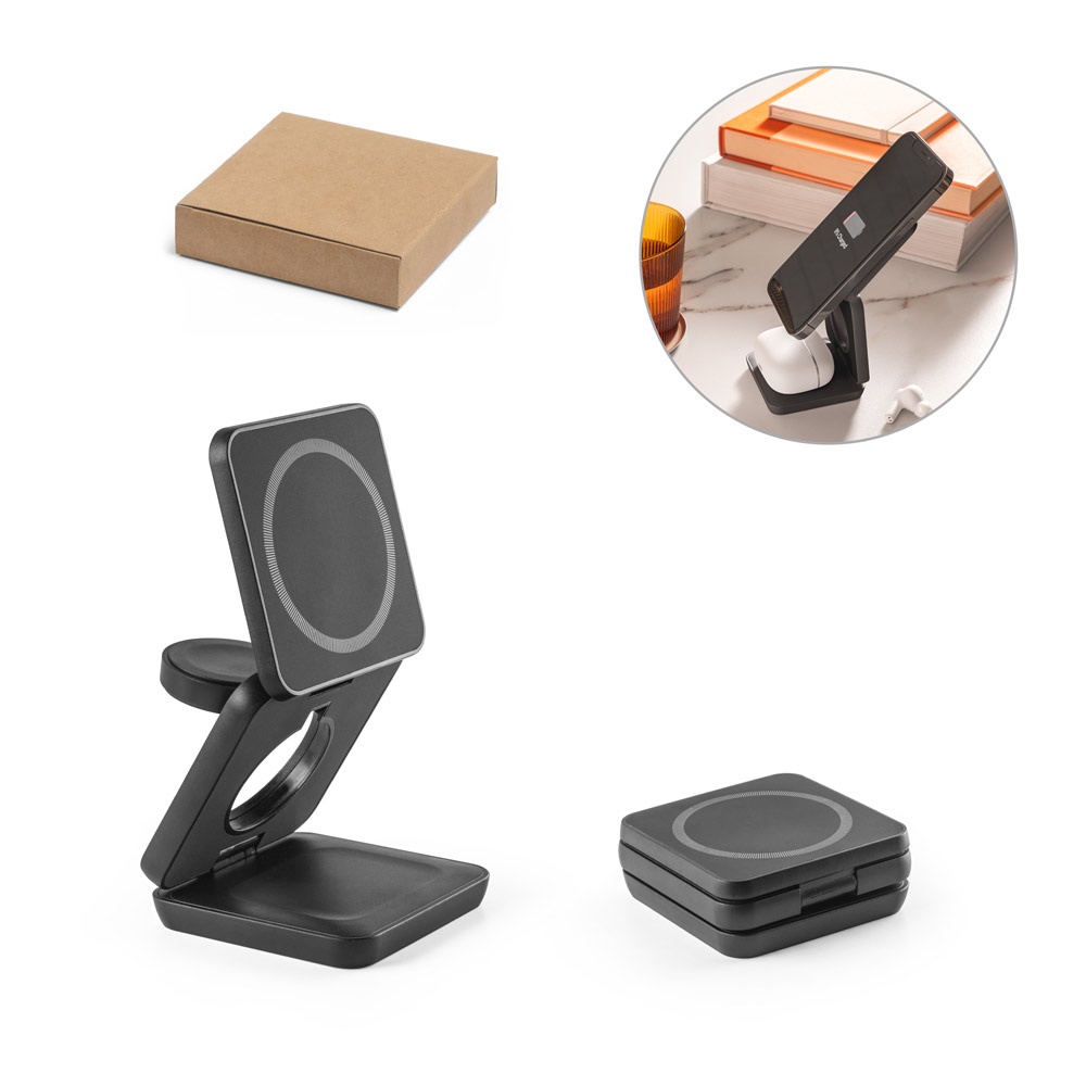BROGLIE. Cargador inalámbrico magnético ultrarrápido 4 en 1 de 15 W fabricado con ABS reciclado (100 % rABS).