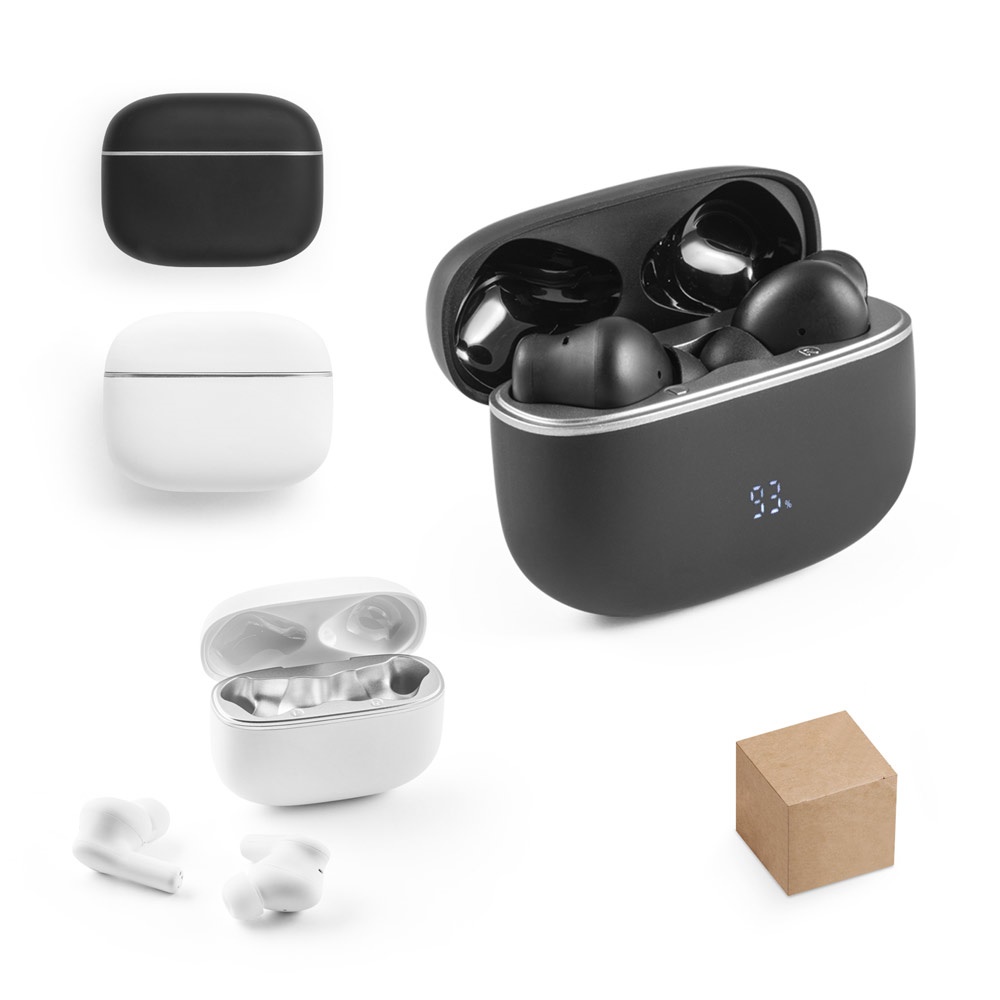 CAUBY. Auriculares inalámbricos con cancelación activa de ruido y 10 horas de autonomía, fabricados con ABS 100% reciclado.