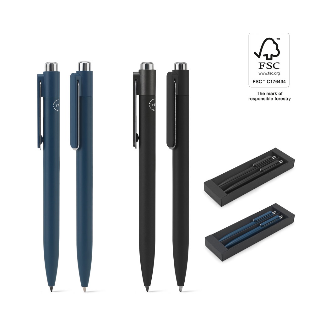 SET KYLIE. Set compuesto por un bolígrafo y un bolígrafo sin tinta, ambos fabricados en aluminio (94% reciclado).
