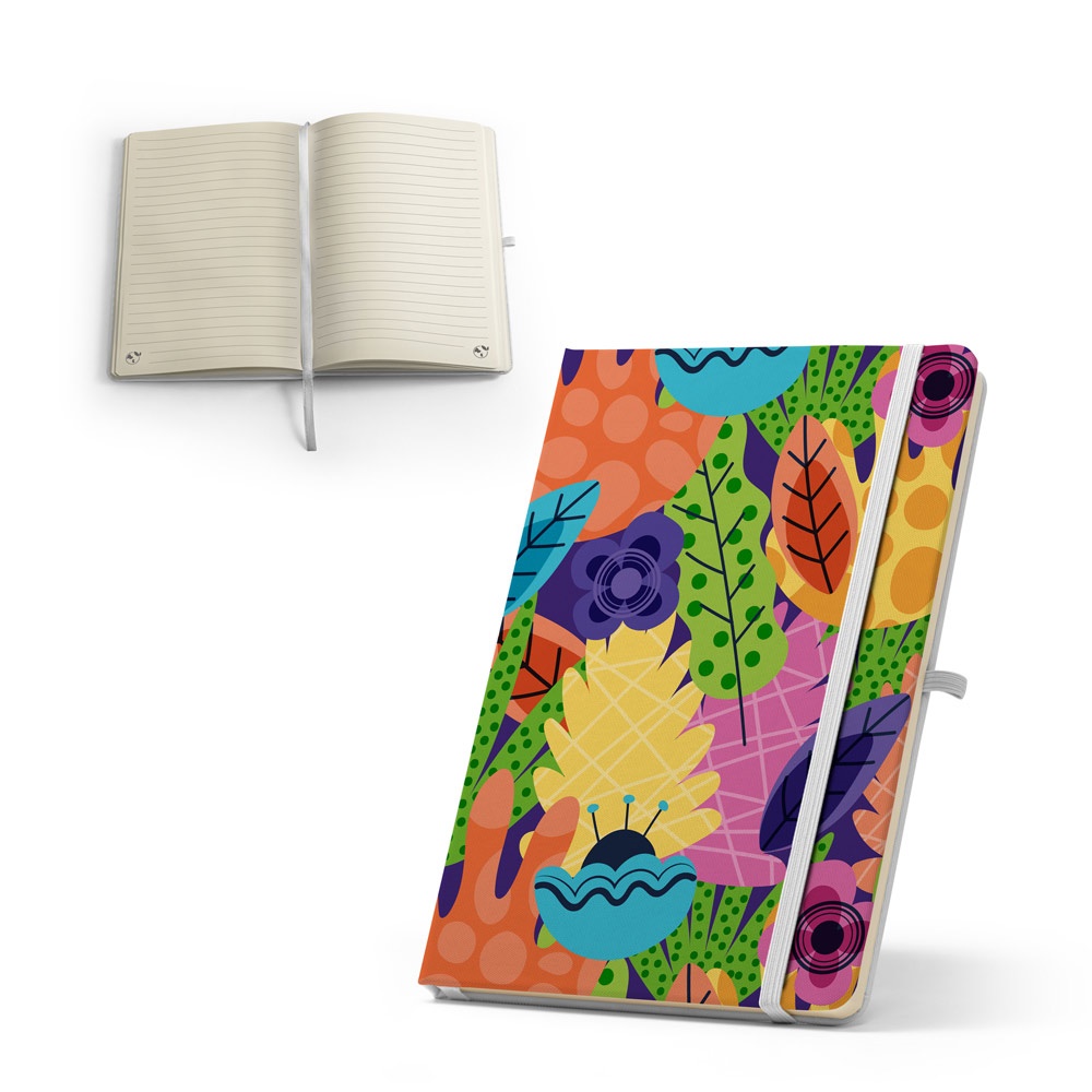 ANNE SUB. Cuaderno A5 de poliéster reciclado (100% rPET) 300D, ideal para personalización mediante sublimación.