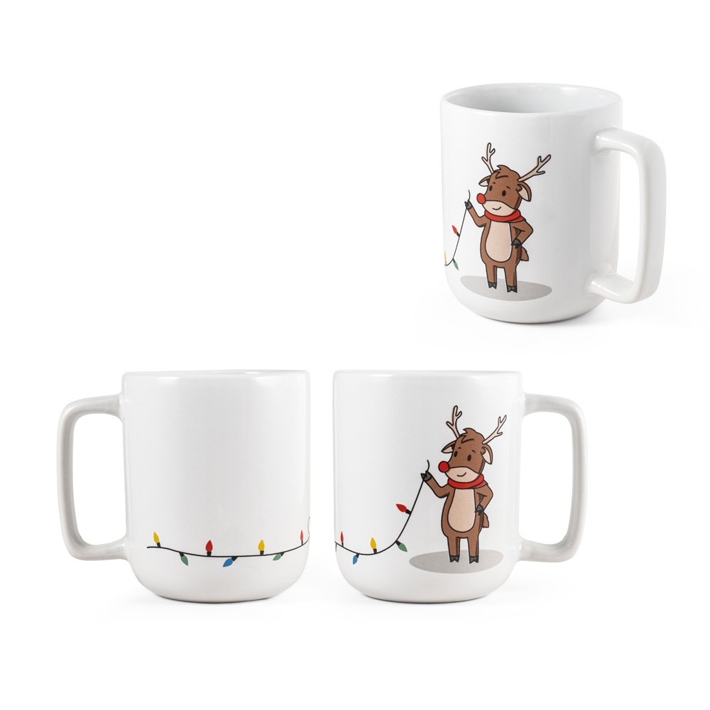 RENO. Taza con estampado navideño de 330 ml.
