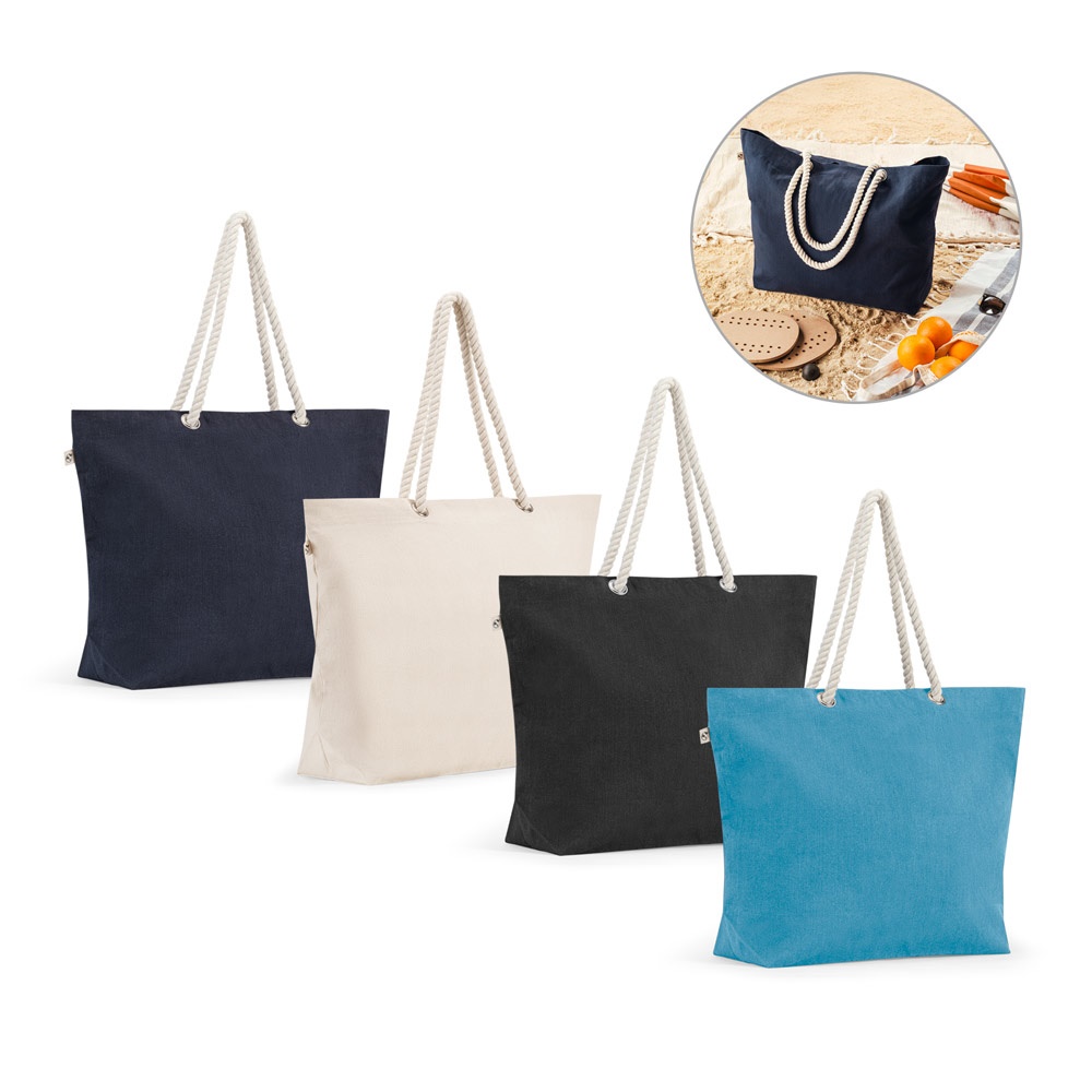 ATENAS. Bolso de playa fabricado con un 70 % de algodón reciclado y un 30 % de poliéster reciclado (220 g/m²).