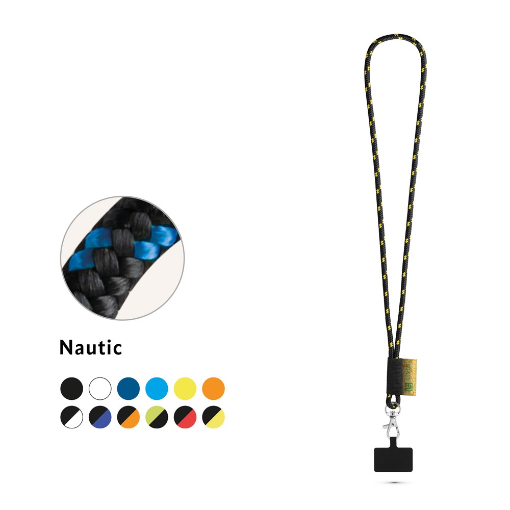 STAFFORD. Juego de cordón NAUTIC largo (Ø 7 mm) con mosquetón de palanca de 9 mm y soporte para teléfono móvil.