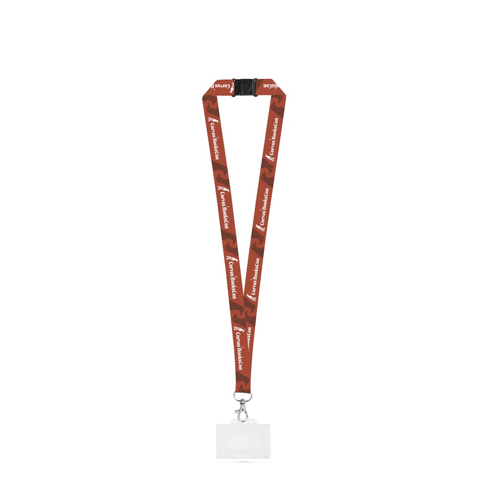 BARNSLEY. Juego de cordón para sublimación Long II (20 mm) en poliéster reciclado (100 % rPET) con mosquetón de 20 mm, cierre de seguridad y portatarjetas rígido de 91 x 68 mm.