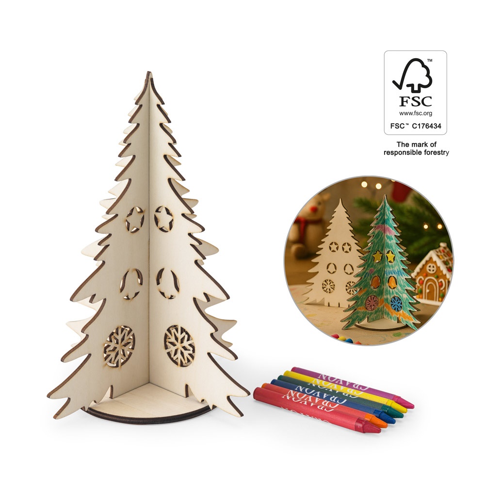 PINERY. Árbol de Navidad de madera para colorear, desmontado.