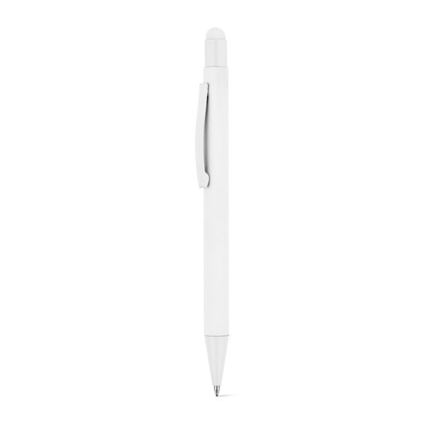 CLINT TOUCH. Bolígrafo de diseño moderno, fabricado en aluminio reciclado (100% rAL) con acabado engomado. - 106 - Blanco
