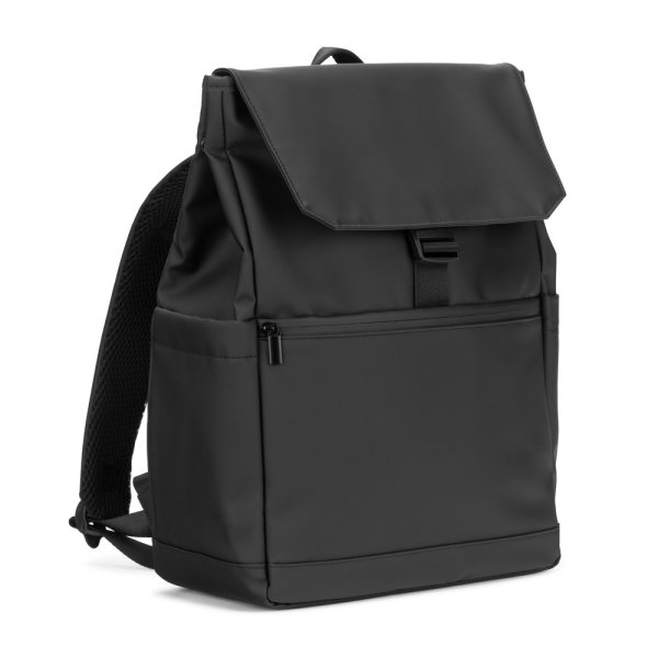 BOLSO AZORES. Mochila para portátil (16") de PU, con solapa que cubre todos los compartimentos. - 103 - Negro
