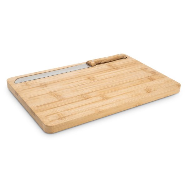 RECOGEDOR. Tabla de cortar pan de bambú con cuchillo incluido. - 160 - Natural