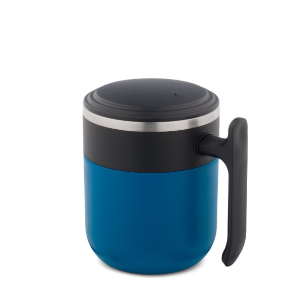 MALDINI. Taza de viaje con interior de acero inoxidable y acabado mate, 400 ml. - 104 - Azul
