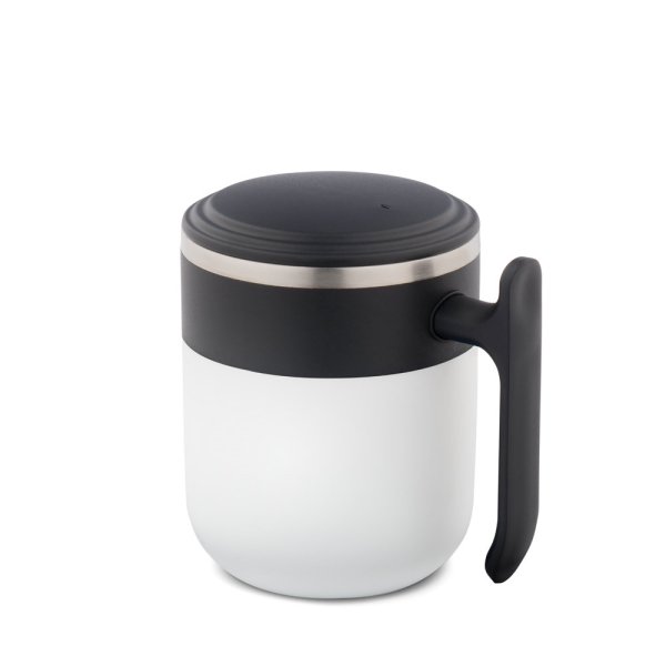MALDINI. Taza de viaje con interior de acero inoxidable y acabado mate, 400 ml. - 106 - Blanco