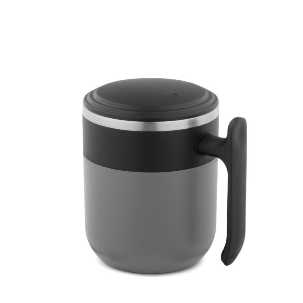 MALDINI. Taza de viaje con interior de acero inoxidable y acabado mate, 400 ml. - 113 - Gris