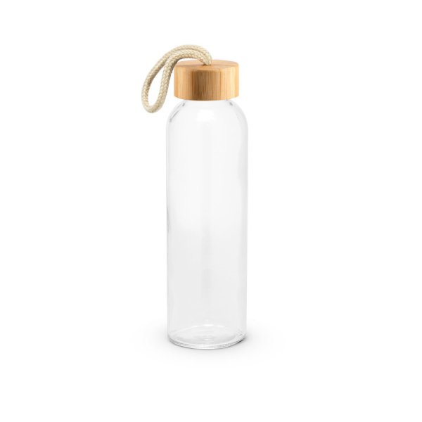 CROSBY. Botella de agua de vidrio con tapa de bambú, 520 ml. - 160 - Natural