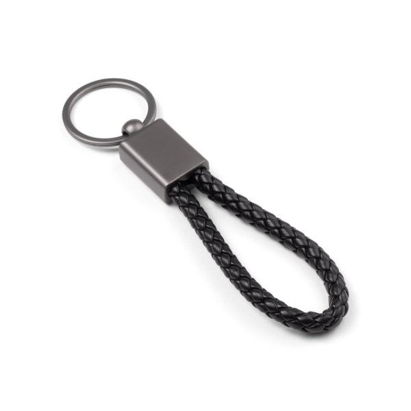 KETCHUM. Llavero rectangular con cordón trenzado de poliéster (21% reciclado) y poliuretano (79% reciclado). - 103 - Negro