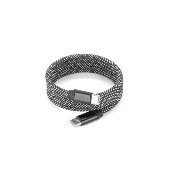 NADELLA. Cable USB-C a USB-C (60W), con cable de poliéster trenzado y sistema magnético para facilitar el enrollado. - 103 - Negro