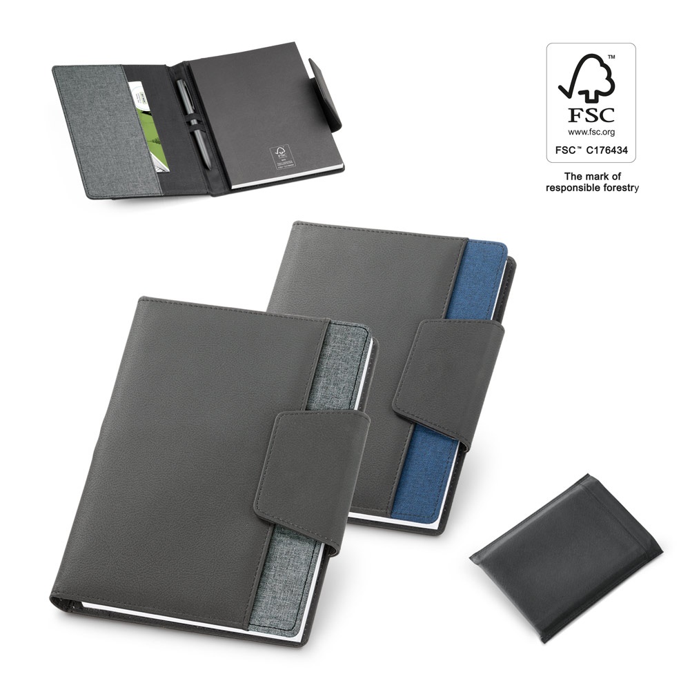 RUSSEL. Cuaderno A5 con cubierta de PU y tejido de poliéster, con páginas en blanco.