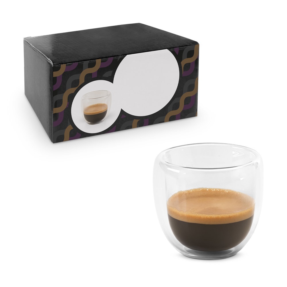 EXPRESSO. Juego de café de vidrio de borosilicato con 2 tazas.