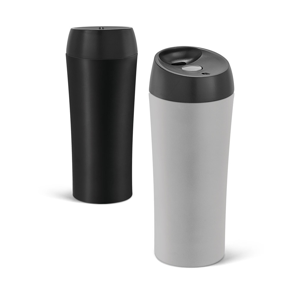 MONARDA. Vaso de viaje de acero inoxidable y PP de 470 ml.