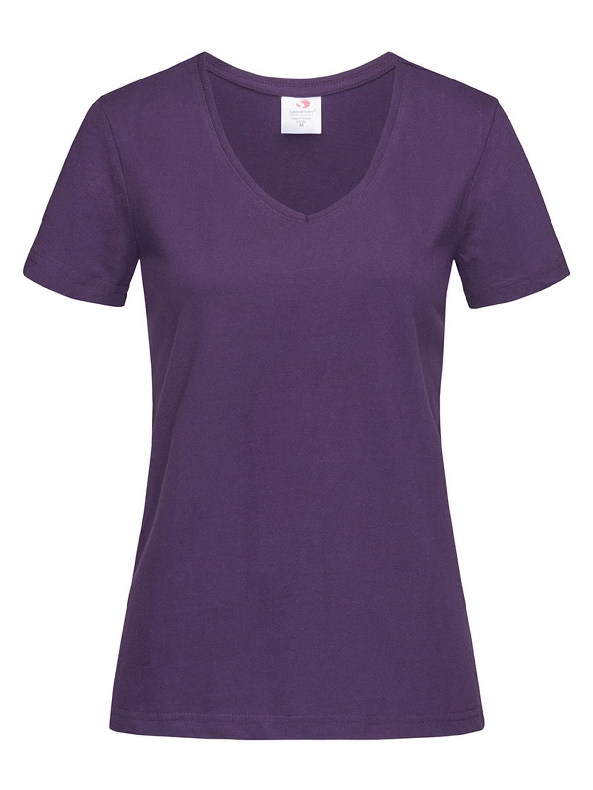 Camiseta clásica con cuello en V para mujer - DBY - Deep Berry