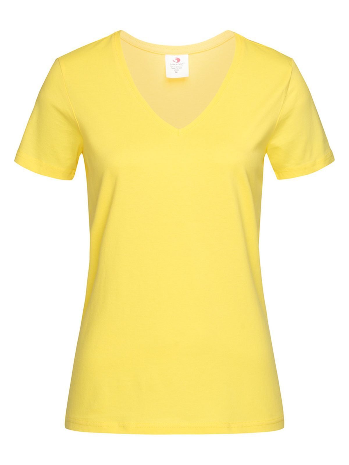 Camiseta clásica con cuello en V para mujer - AMARILLO - Amarillo