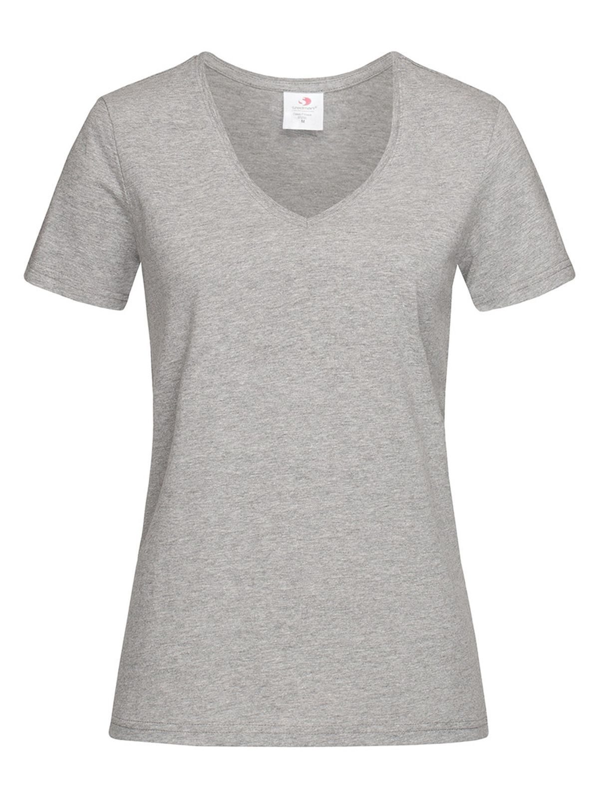 Camiseta clásica con cuello en V para mujer - brezo gris