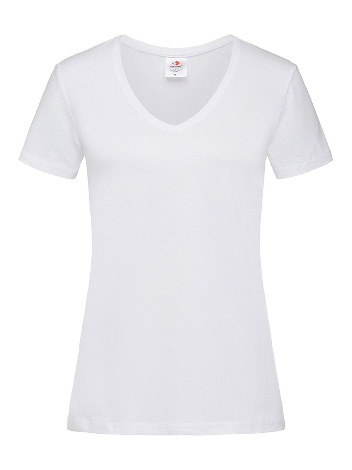 Camiseta clásica con cuello en V para mujer - WHI - Blanco LC