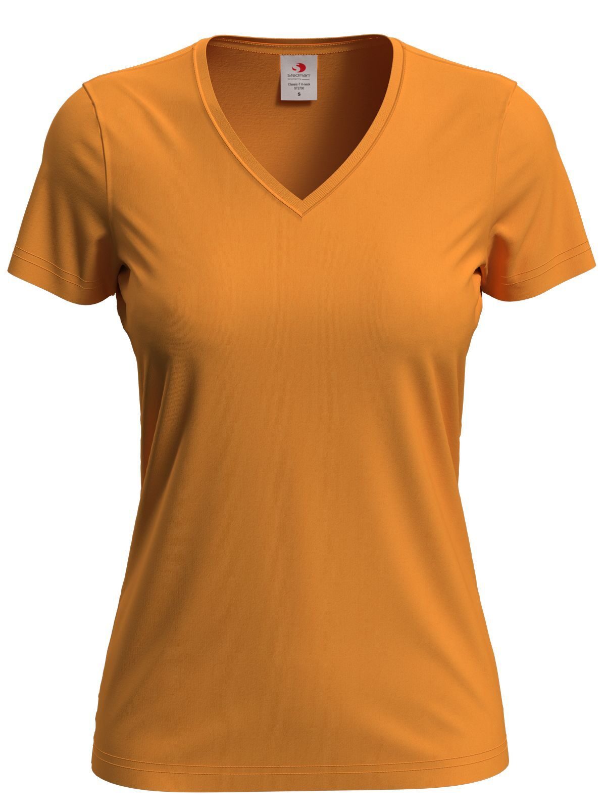 Camiseta clásica con cuello en V para mujer - AHORA - Naranja
