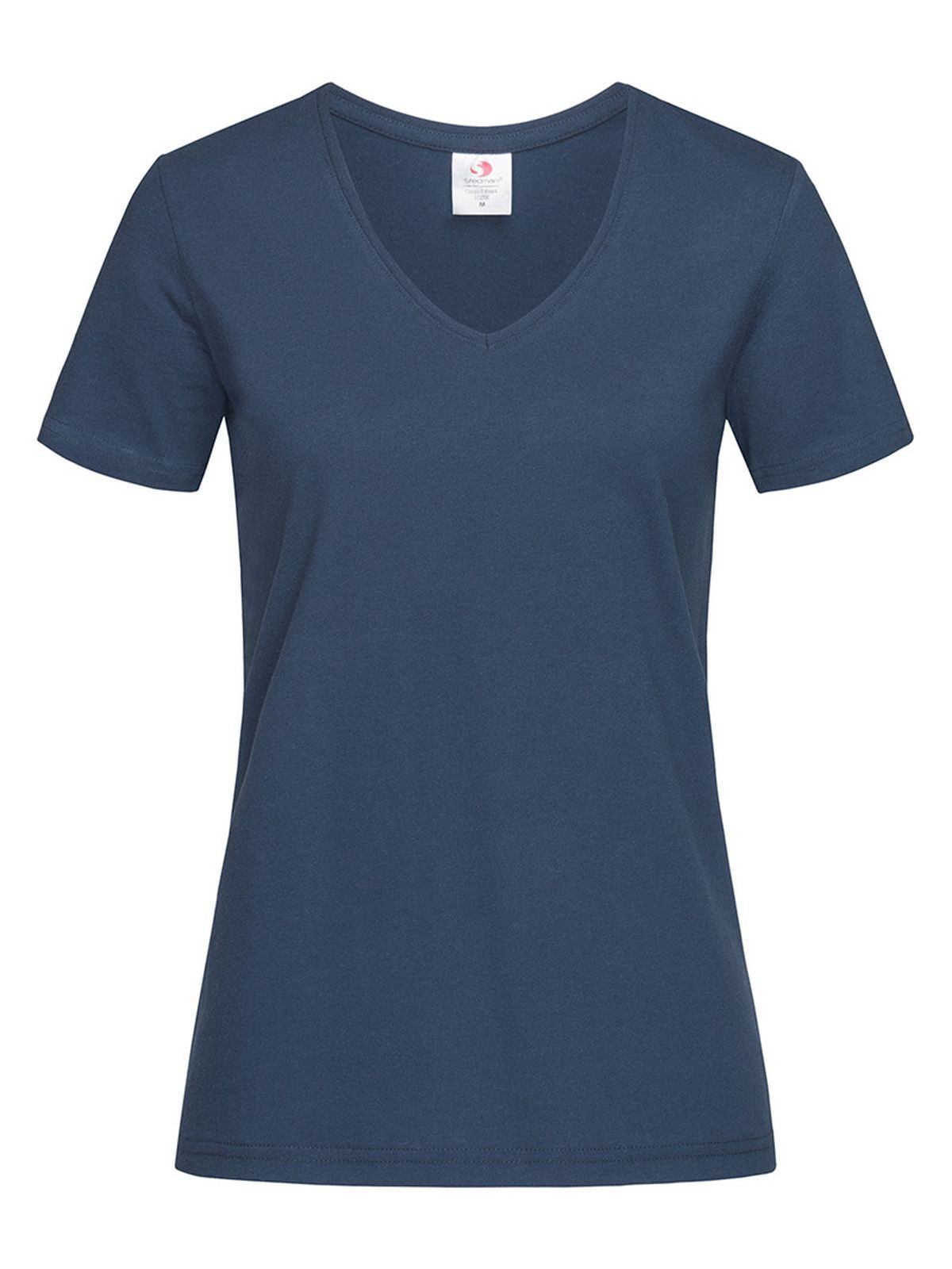 Camiseta clásica con cuello en V para mujer - NAV - Azul marino