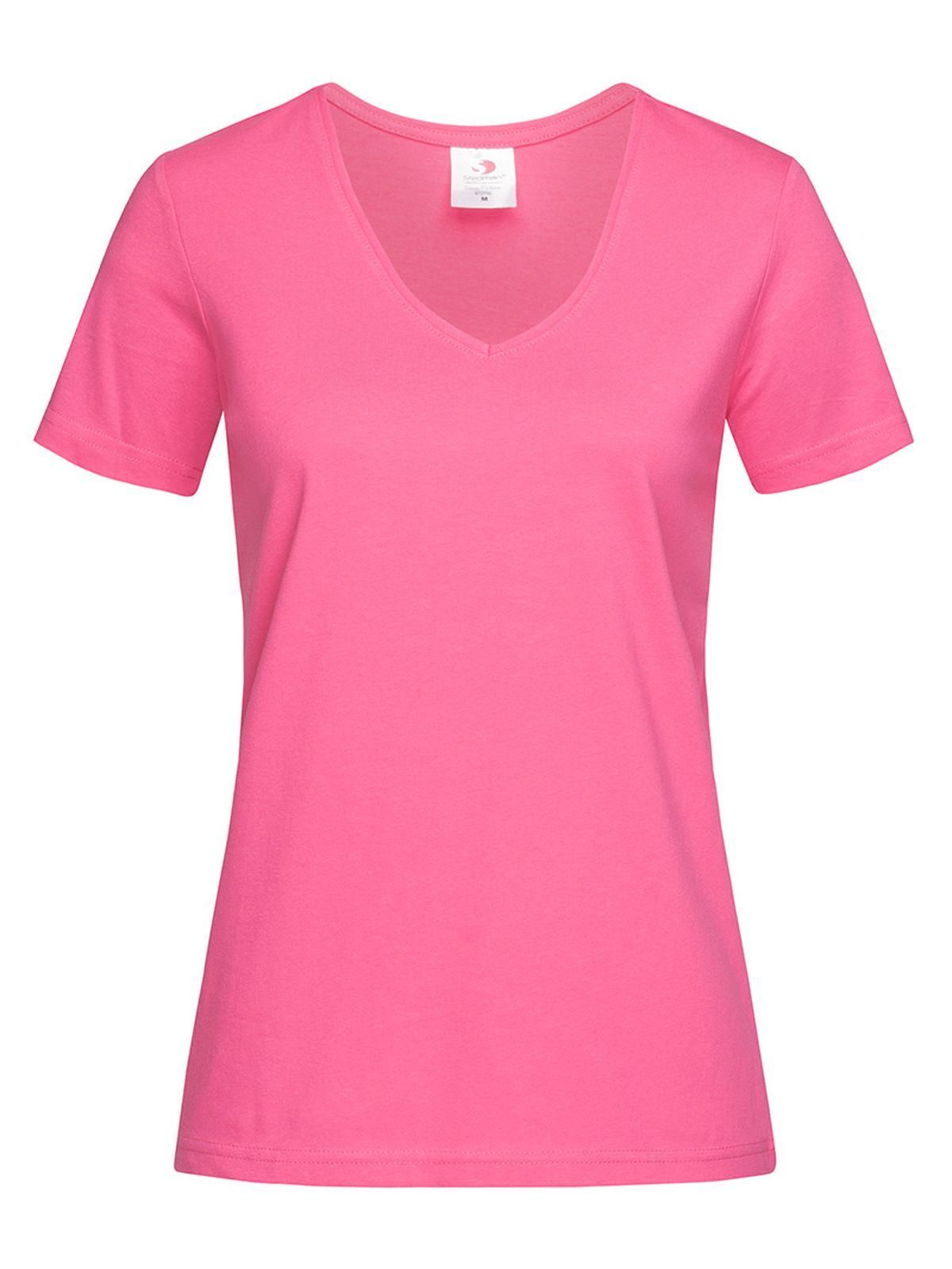 Camiseta clásica con cuello en V para mujer - SPK - Rosa Dulce
