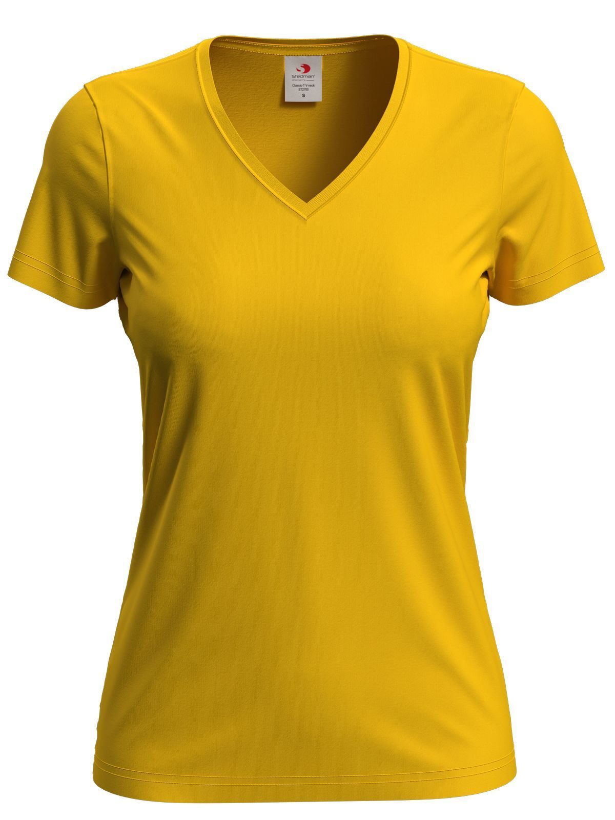 Camiseta clásica con cuello en V para mujer - SOL - Amarillo girasol