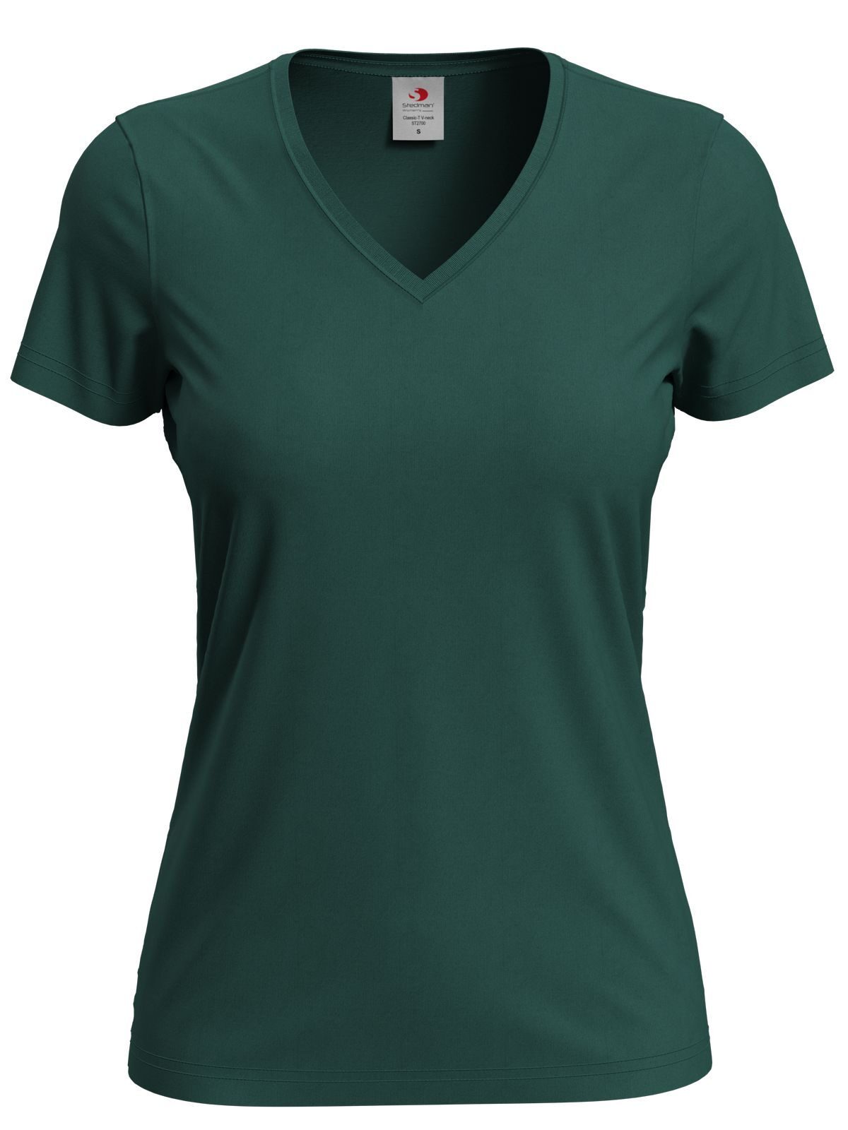 Camiseta clásica con cuello en V para mujer - BOG - Verde botella