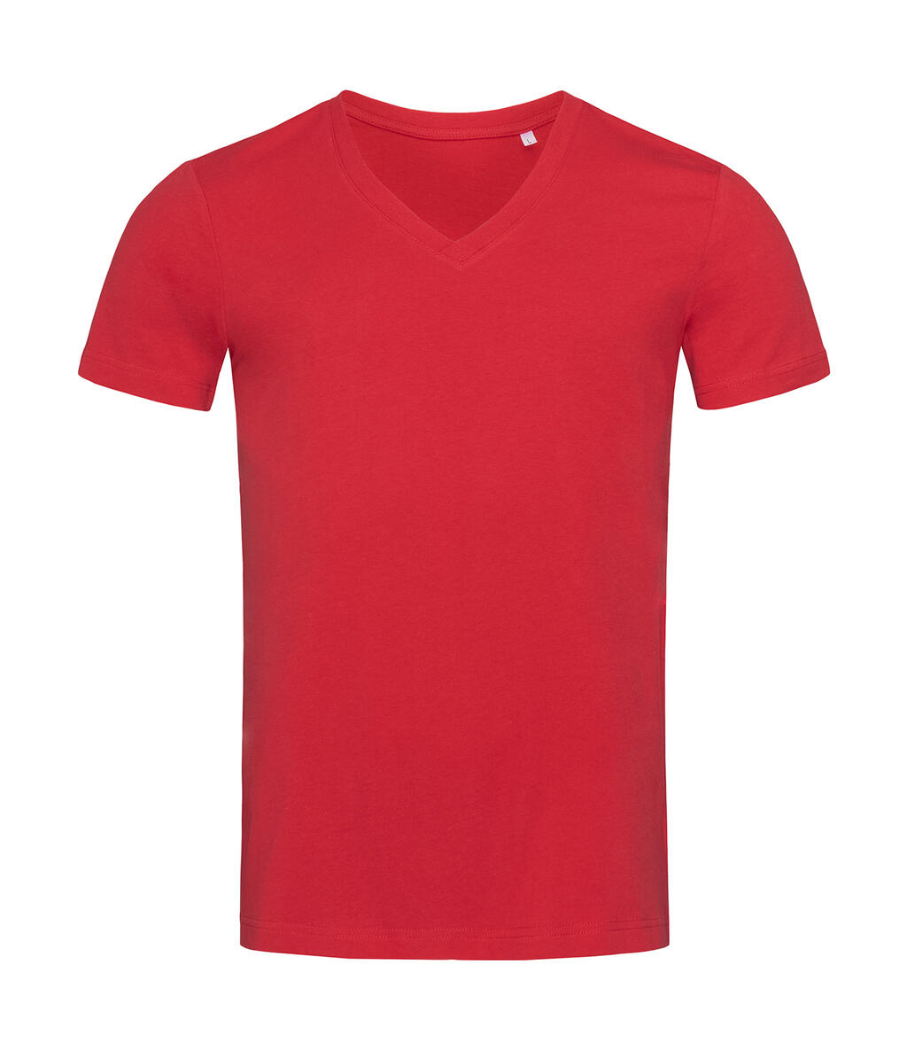 Camiseta orgánica James con cuello en V - PER - Rojo pimiento