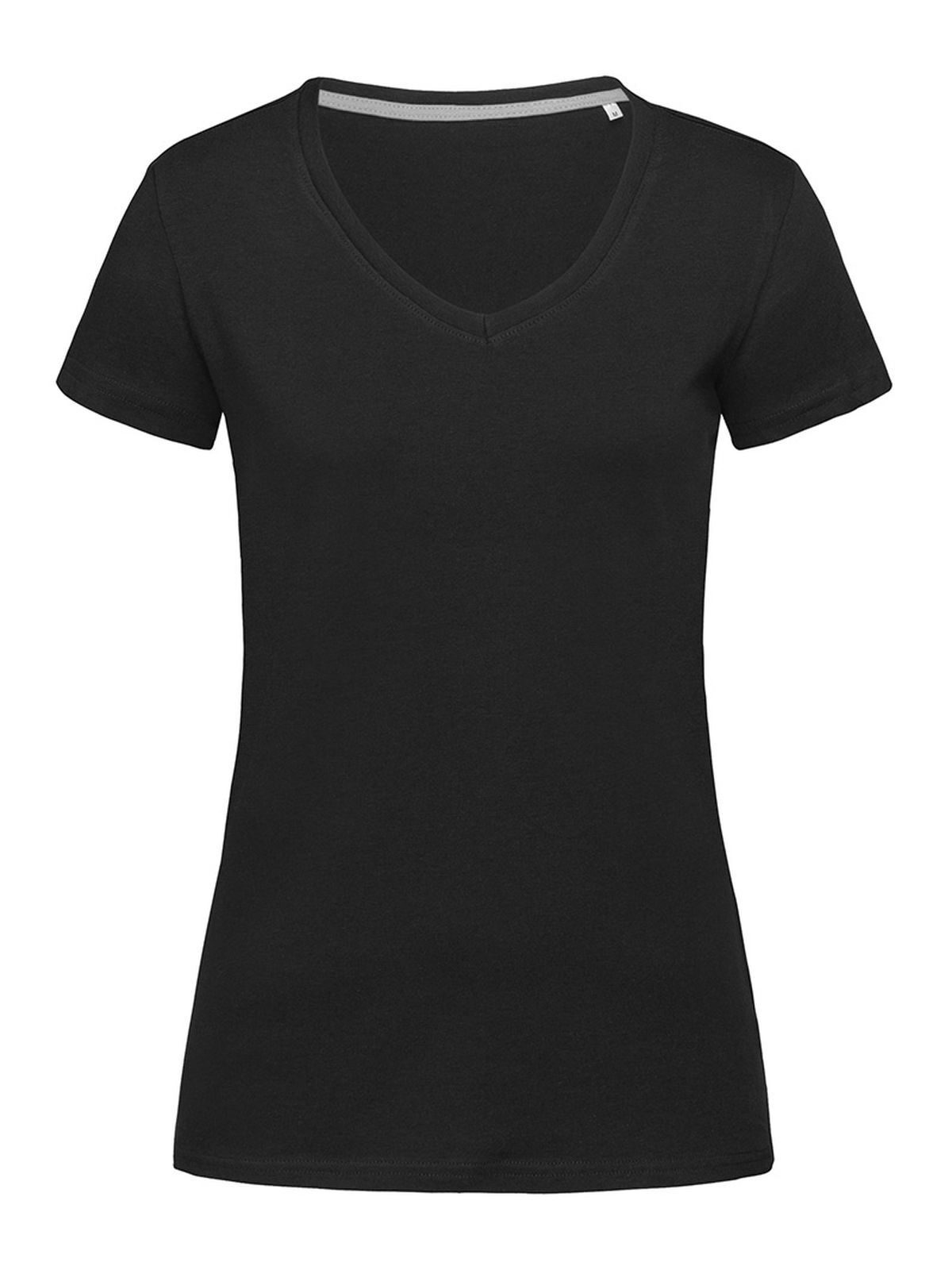 Camiseta elástica con cuello en V para mujer - BLO - Ópalo Negro LC