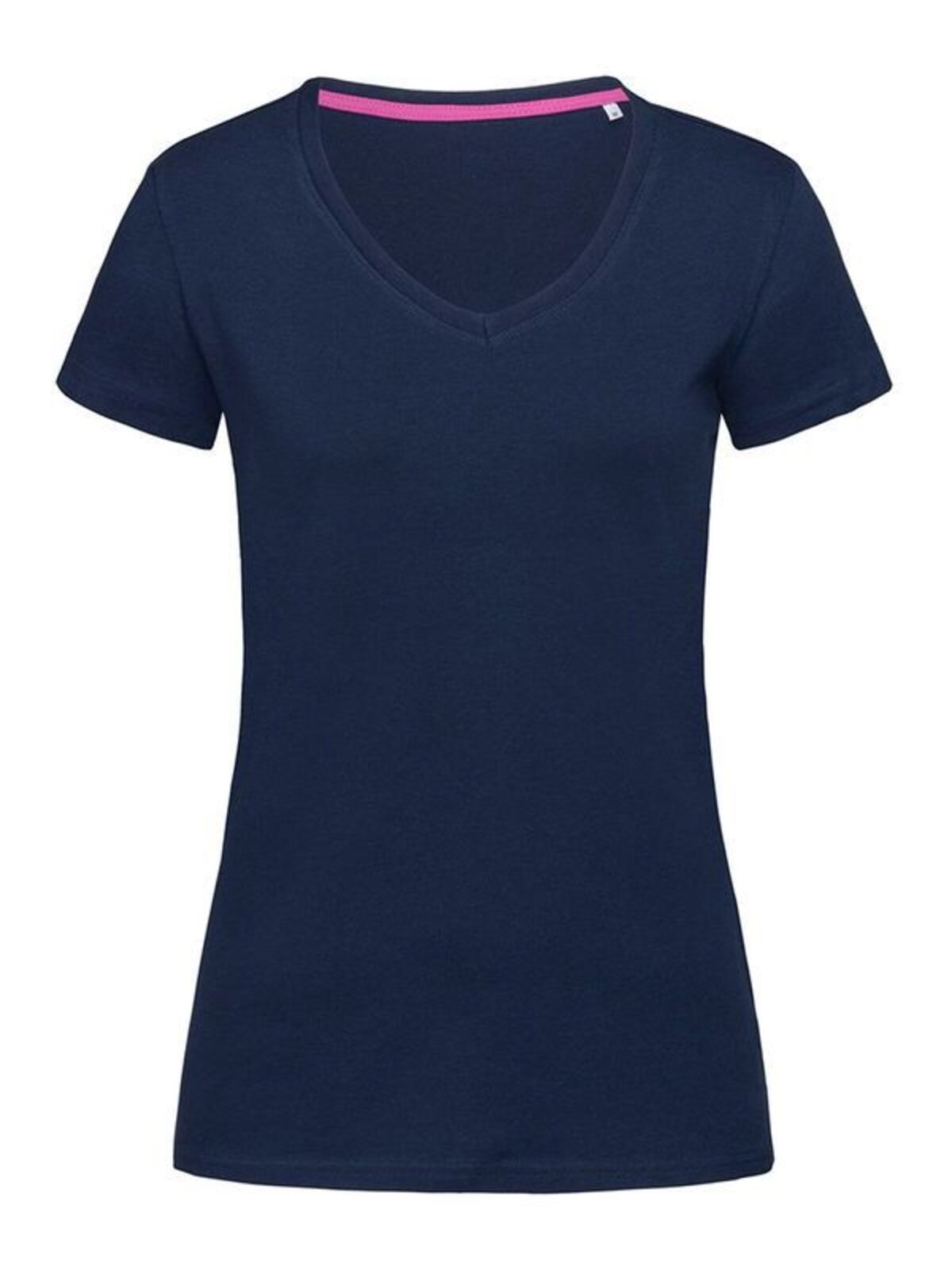 Camiseta elástica con cuello en V para mujer - BLM - Medianoche Azul