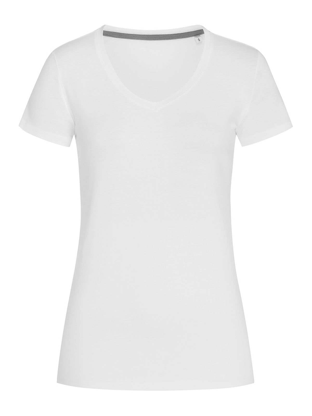 Camiseta elástica con cuello en V para mujer - WHI - Blanco LC